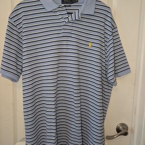 Polo Ralph Lauren Custom Fit Men’s XXL Baby Blue Striped Polo Shirt